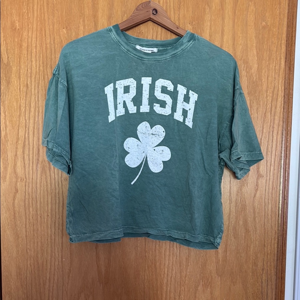Caution To The Wind Washed Teal Crewneck Tee